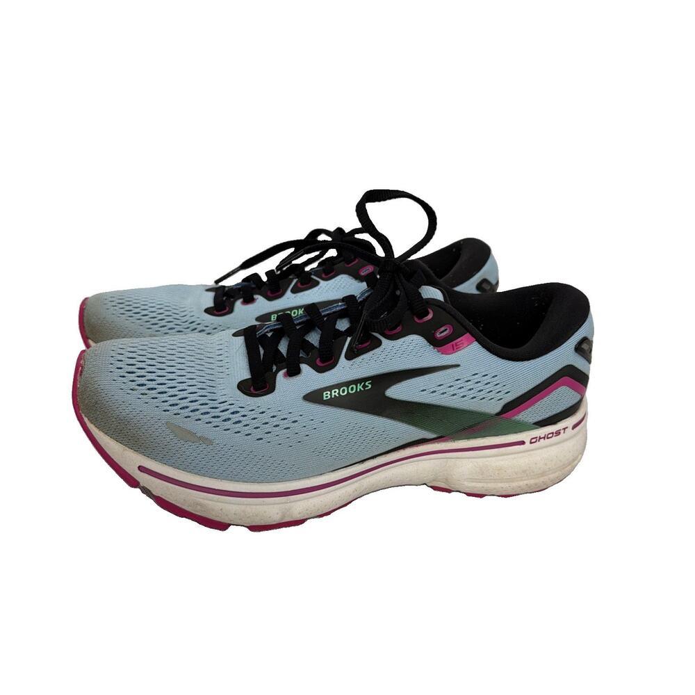Brooks Ghost 15 Running Shoes Sneakers Women's Size 8 Light Blue Pink